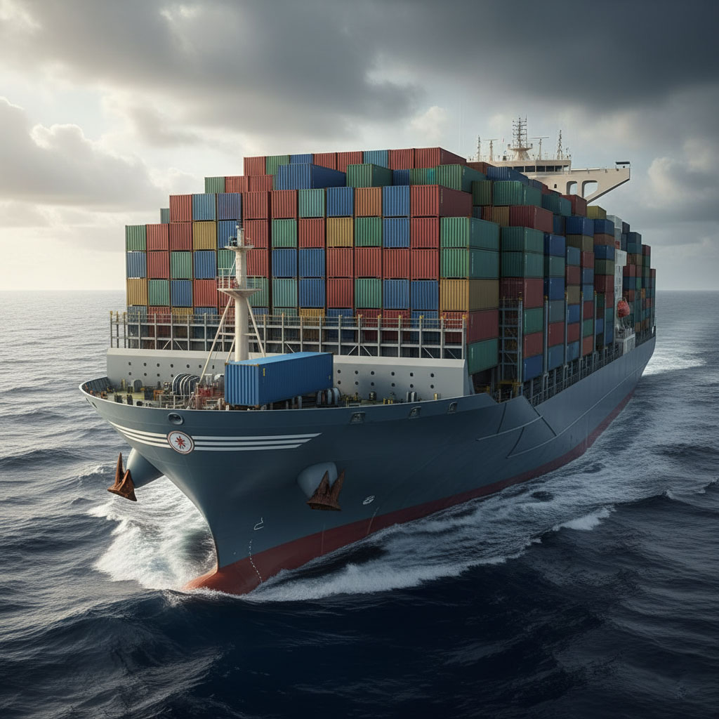 A large cargo ship being loaded, highlighting the need for marine insurance in Zambia for imports.